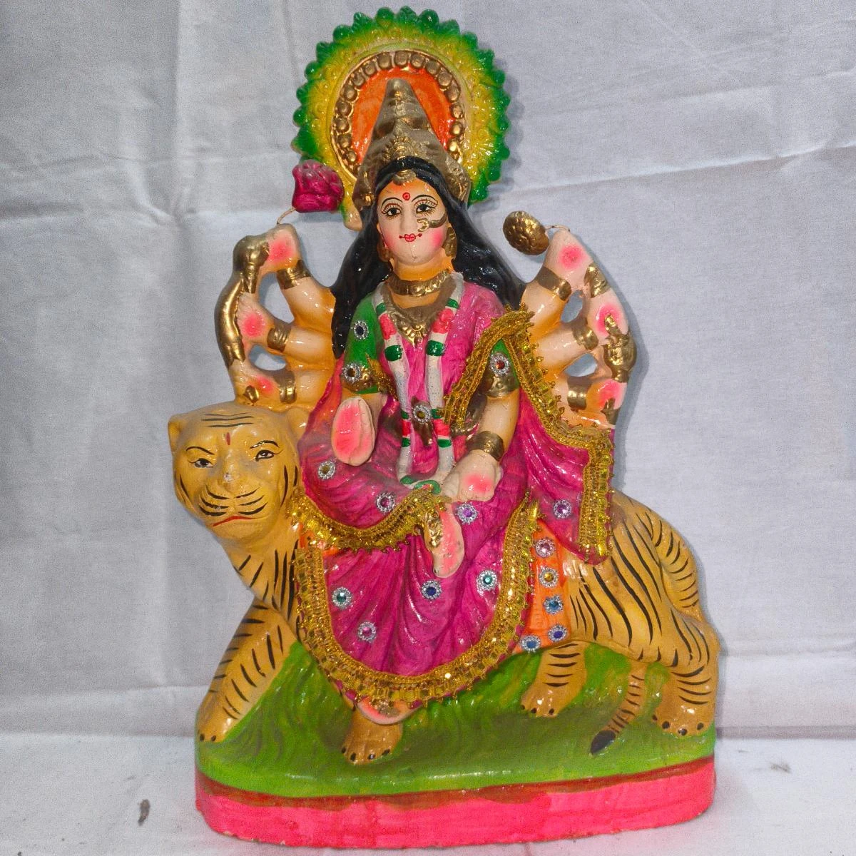 Handcrafted Goddess Durga Idol on Tiger Statue