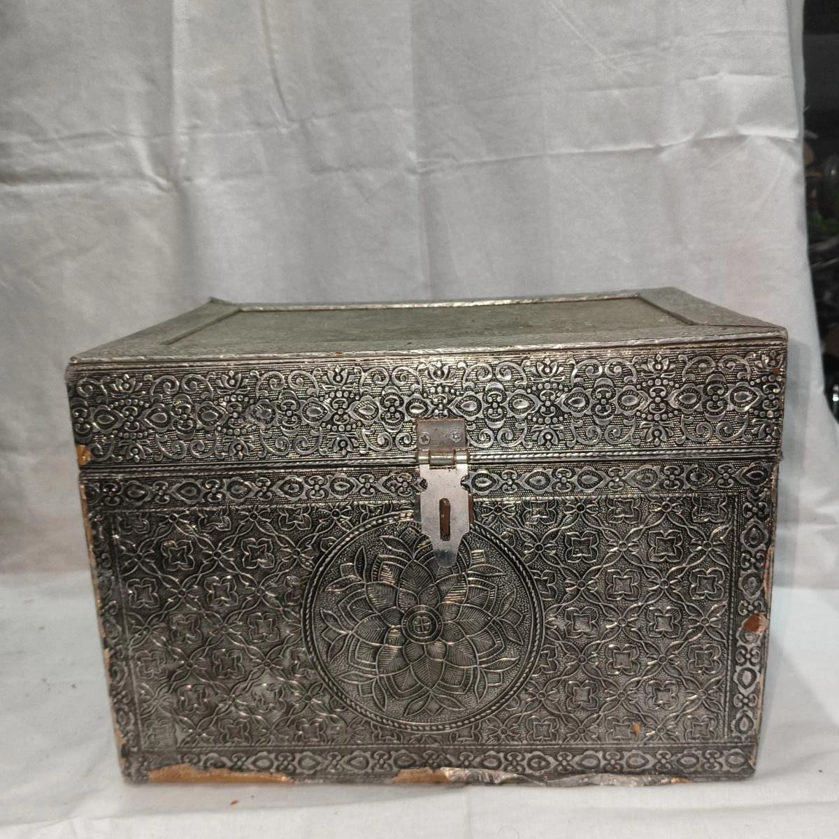 Ornate Silver Finish Decorative Storage Box