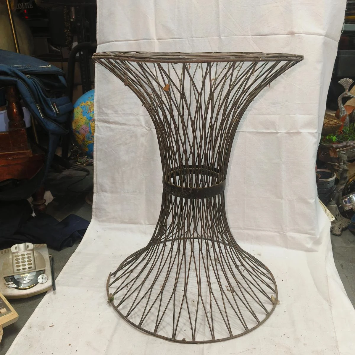 Vintage Wire Metal Hourglass Accent Table