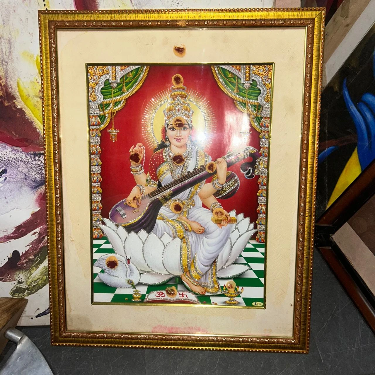 Framed Goddess Saraswati Painting