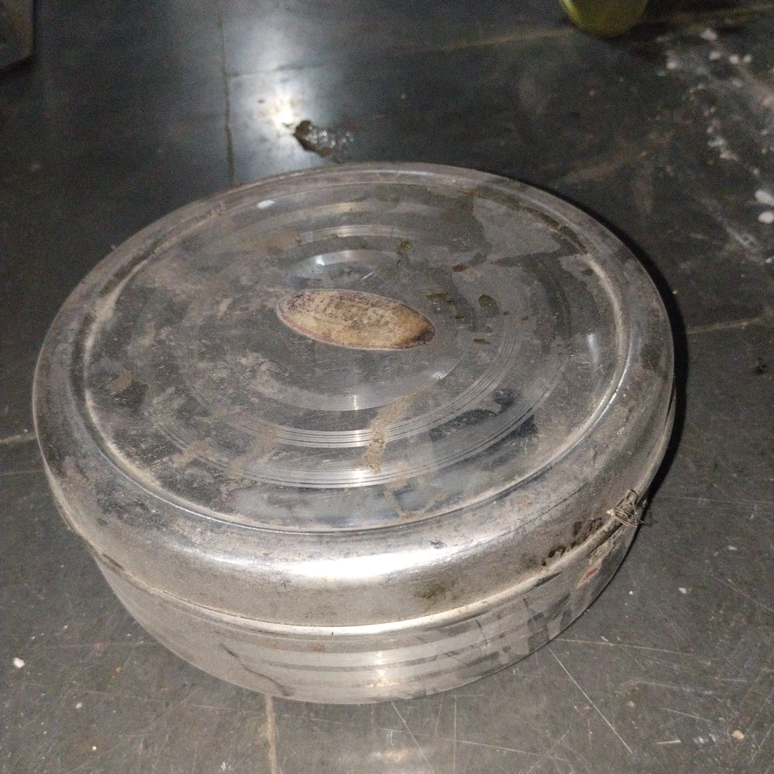 Vintage Round Steel Storage Container