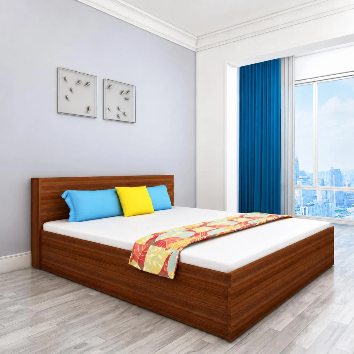 Modern Wooden Storage Bed Frame with Headboard